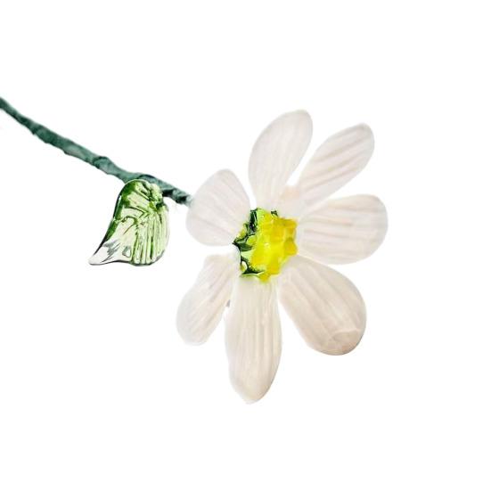 Floare de sticlă lucrată manual cu tulpină de sârmă, glazură colorată suflată manual, mini figurine florale, decorațiune, ornament pentru vază de flori de masă pentru casă, sufragerie, birou