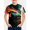 3D Printed Game Player T-Shirt for Boys - Vibrant pixel game design, short-sleeved round-neck,