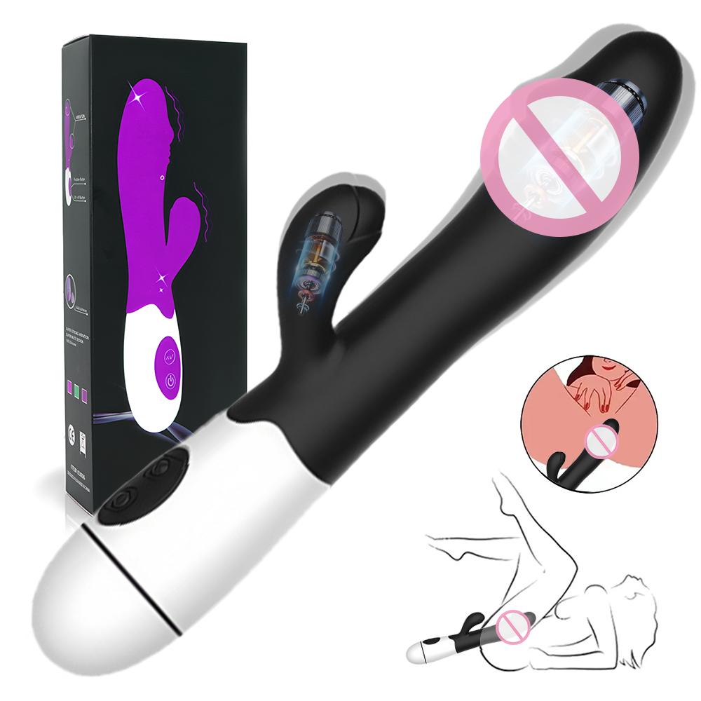 30 Speed Rechargeable G-Spot Vibrator Vaginal Massager Clitoris Stimulation Sex Toys Dual Motor Rabbit Vibrator for Women Female