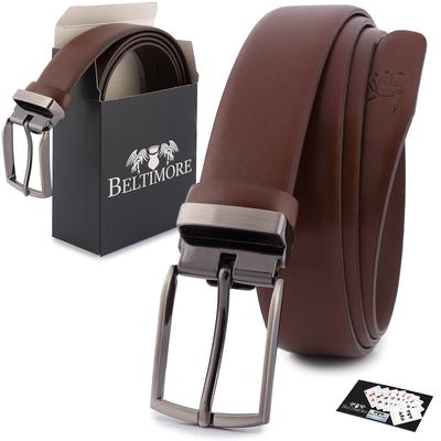Premium Men's Leather Belt 3.5 Cm Casual Brown Full-grain Leather Beltimore Brown E37 : Colors - Brown, Beige, Belt Sizes - Size 85-100 Cm