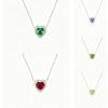 S925 Sterling Silver Heart-Shaped Gemstone Pendant Necklace with Citrine, Amethyst, Garnet, and Topaz.
