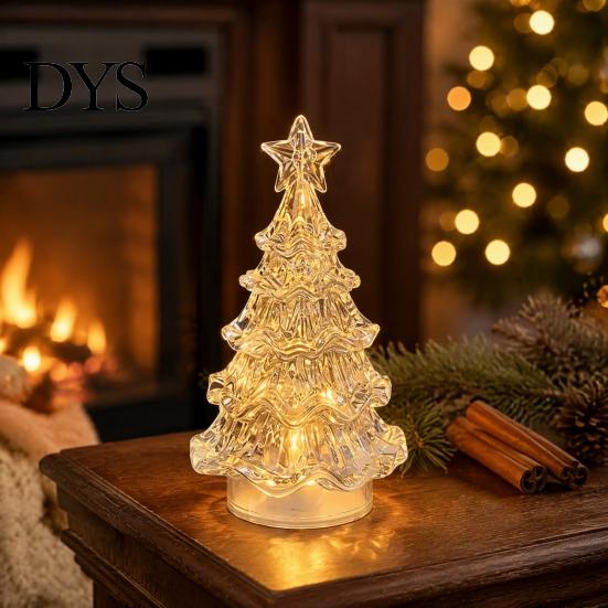 Elegant Festive Lighting LED Christmas Tree Night Light with Star, Glowing Romantic Atmosphere Light, Battery Party Table Decor Operated Xmas