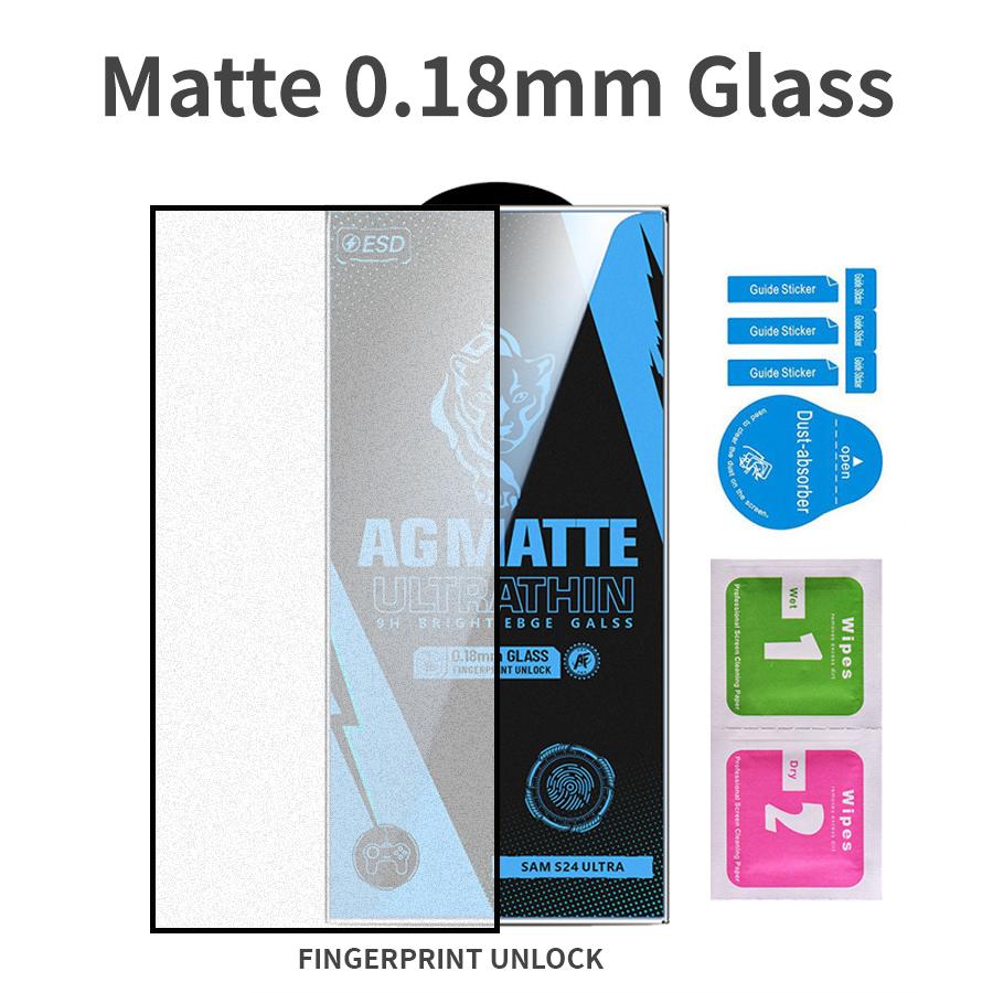 0.18mm Ultra-Thin Fingerprints Unlocking Matte Full Cover Tempered Glass Screen Protector For Samsung Galaxy S25 S24 S23 S22 S21 Ultra Plus