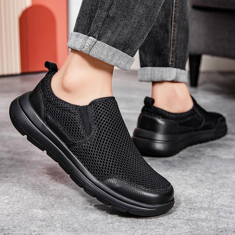 Fashion Men's Shoes 2025Summer Breathable Mesh Shoes New Comfort Walking Flats Men Casual Sneakers Classic Slip on Loafers Driving Shoes