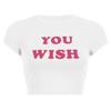 European, American English slogans Printed sexy exposed navel short T-shirt fashionable round neck slim slim top women's multi-picture