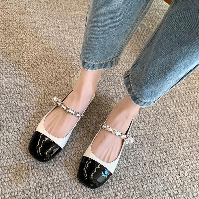 

Туфли Мэри Джейн на плоской подошве в стиле ретро Xiaoxiangfeng с ремешком на подъеме, женские, весна 2025, новый круглый носок, цветные, на плоской подошве, одинарные, женские 34