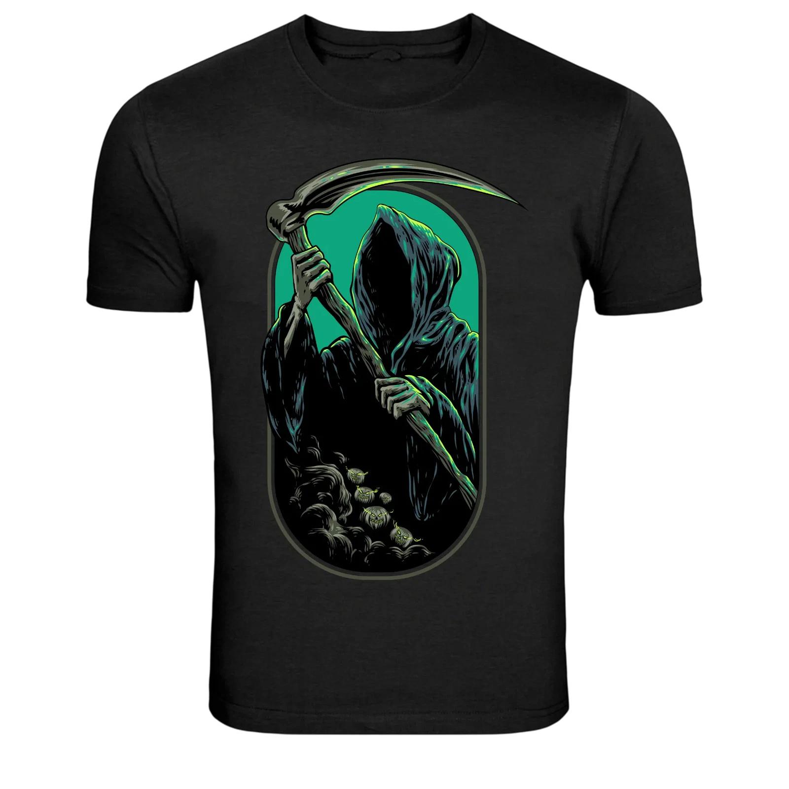 Dark Reaper Scythe Hooded Grim Graphic T-Shirt L