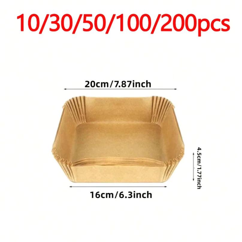 50-200 Pezzi Carta Usa e Getta per Friggitrice ad Aria Quadrata, Carta Pergamenata Resistente all'Olio e all'Acqua per Cottura al Forno, Arrosto e Barbecue