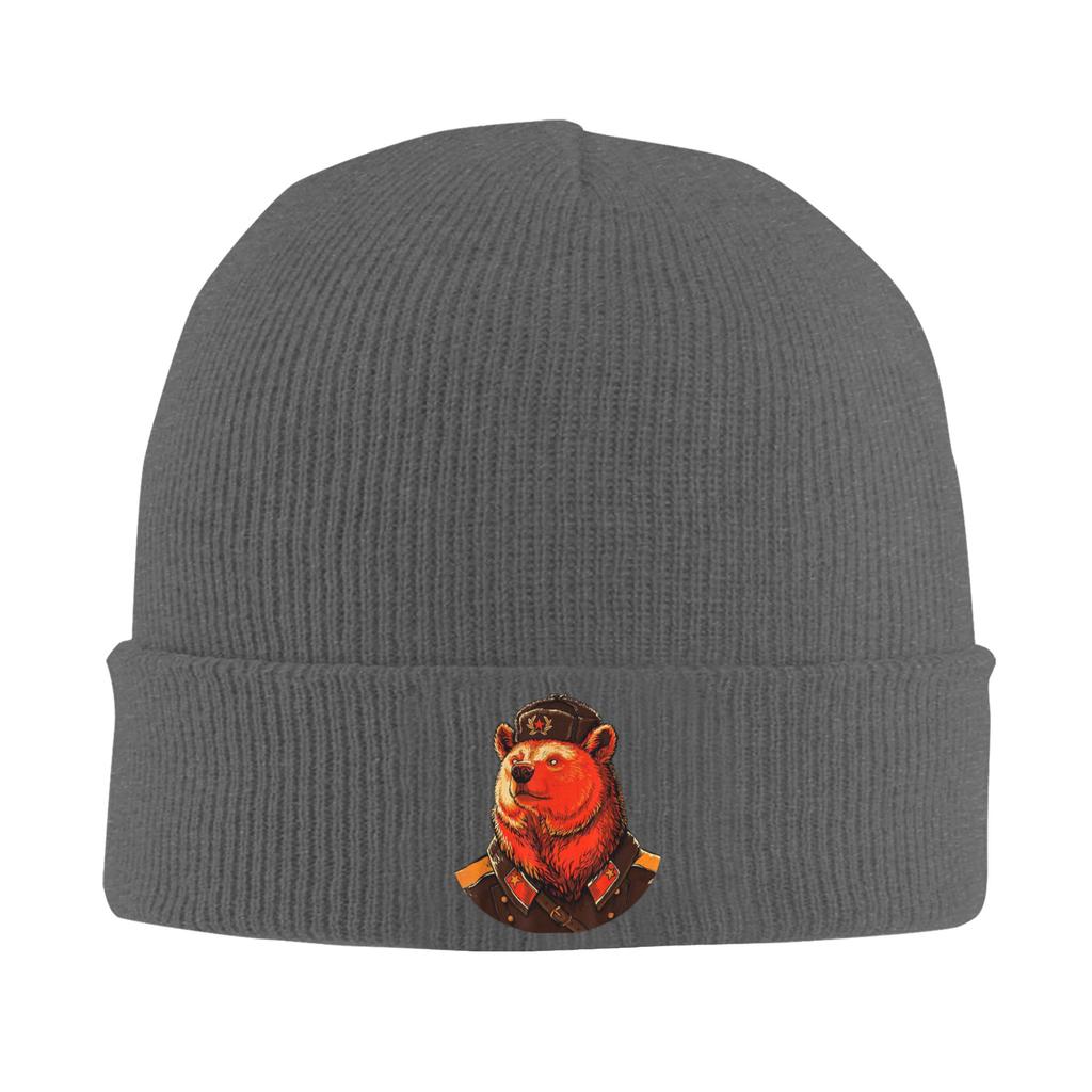 Bear Communist Soviet Union USSR Knitted Hat Y2K Cool Caps Men Women Outdoor Beanie Hats Autumn Custom Elastic Bonnet Hats