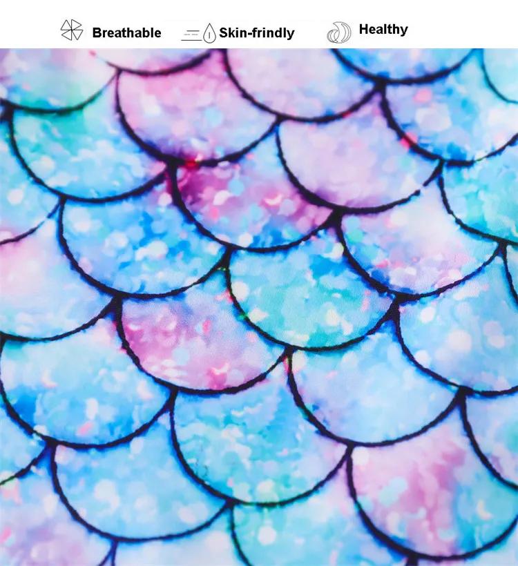 Infant Baby Girl Swimsuit Long Sleeve One-piece Swimwear Mermaid Fish Scales Printed Toddler Girl Bathing Suit Beach Rash Guard