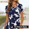 Women's Fashion Summer Spring O-Neck Short Sleeve Casual Dresses
