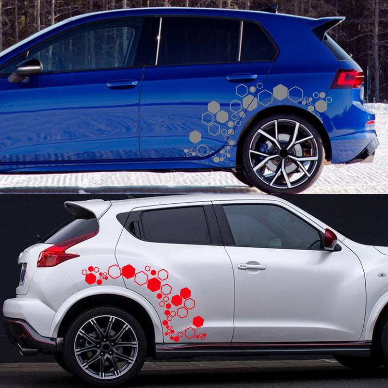 Creative Car Honeycomb Hexagon Vinyl Decals Waterproof Polygonal Stickers Auto Body Side DIY Styling Auto Accessories Universal