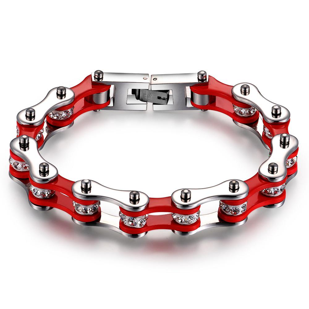 Stainless Steel Bike Chain Bracelet: Custom Colors for Couples & Bikers
