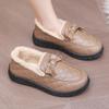 Winter Peas Shoes Women's Plus Velvet Warm Mother Shoes Thickened Soft-soled Non-slip One-step Outer Wear Cotton Shoes