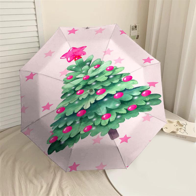 

1pc Christmas tree Automatic Open/Close Umbrella Compact Folding Umbrella with 8-Rib Shaft for Women/Men, Portable Travel Umbrella,1236S