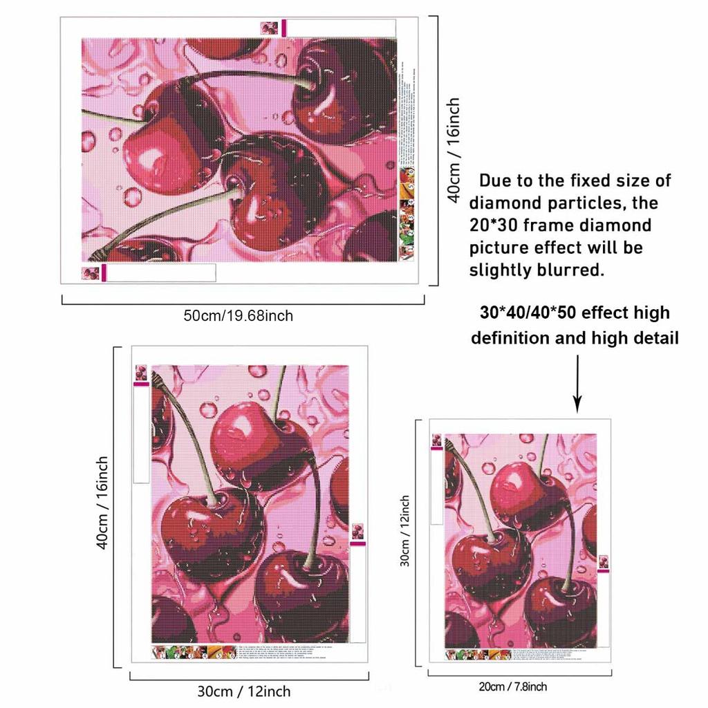 Cherry Full Round Drill Diamond Painting Kit DIY Sparkle Art Canvas for Adults Relaxing Craft and Home Decoration Gift Idea Set