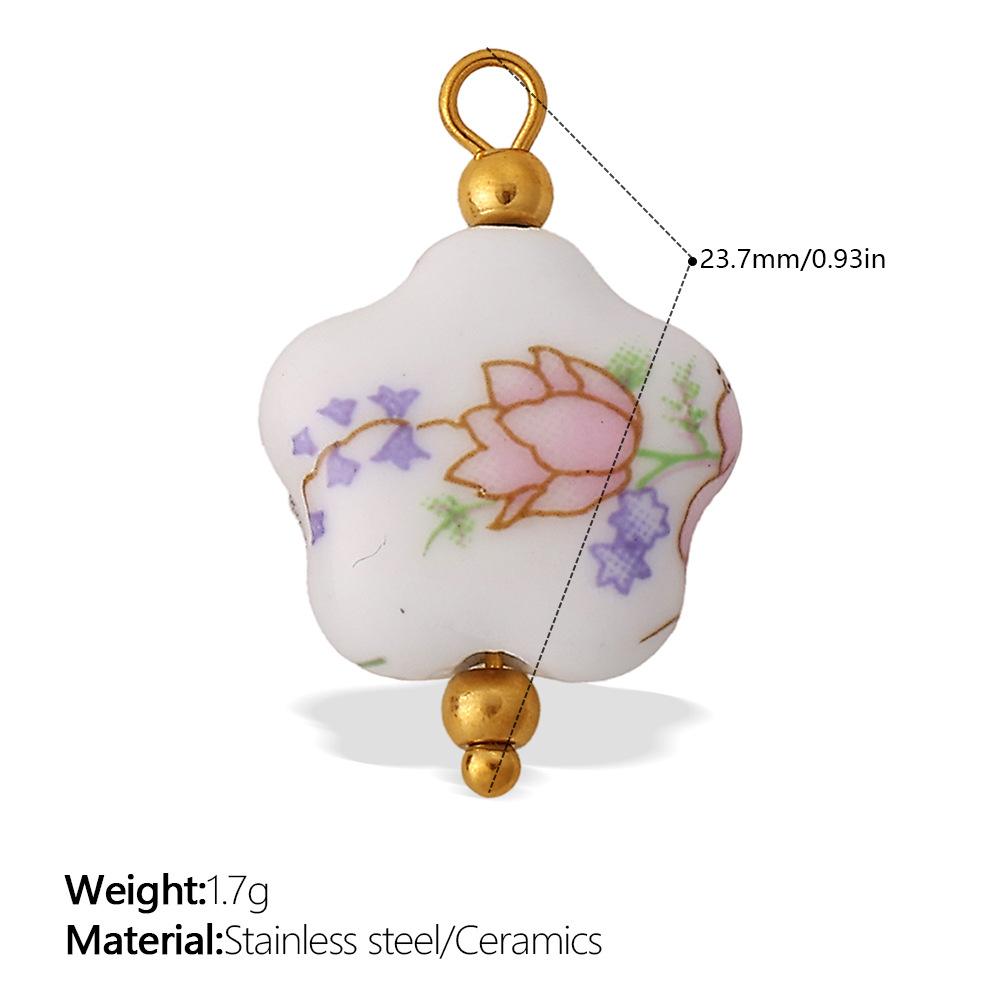 European and American sweet and cool style DIY dopamine ceramic pendant stainless steel plated 18K gold creative jewelry collection