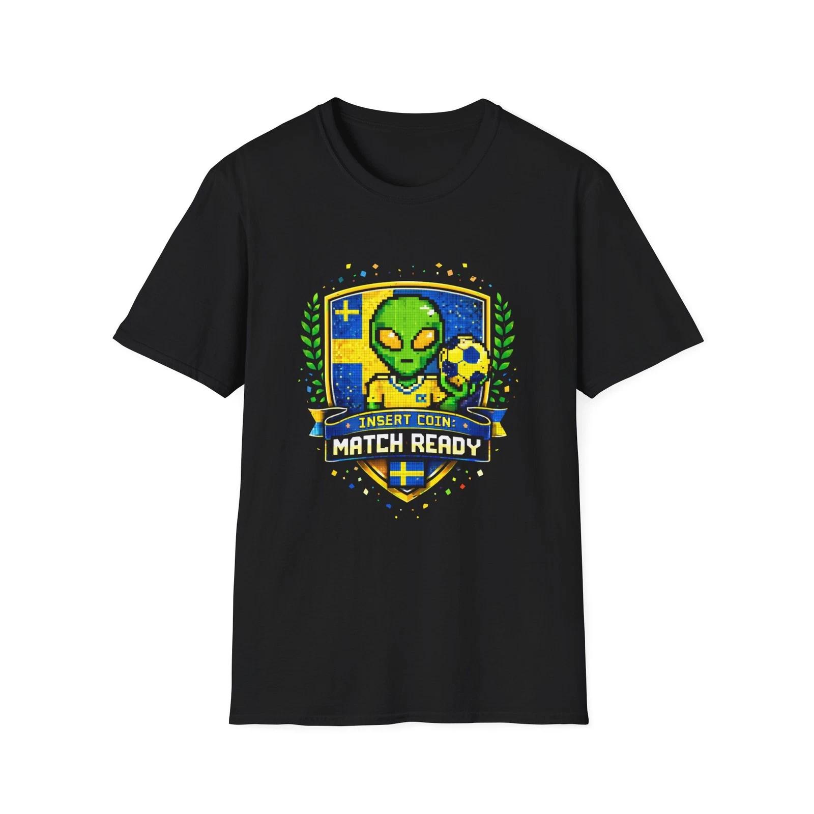 Sweden Retro Arcade Alien Soccer Crest Children s Children s T  Children s T-shirt | Insert Coin Match Ready 100