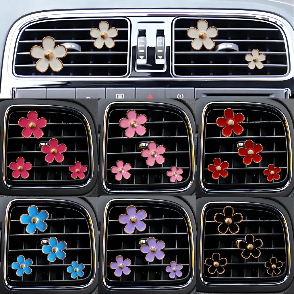 4pcs/set Car Air Freshener Perfume Clips Cute Flower Shaped Outlet Vent Clip for Car Interior Decoration Aromatherapy Supplies