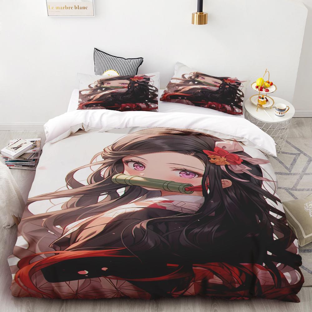 

Duvet Cover Anime Demon Slayer Duvet Cover Comforter Bed Anime Polyester Bedding Set Duvet Cover Set Printed Cartoon Home Decor 135x200cm