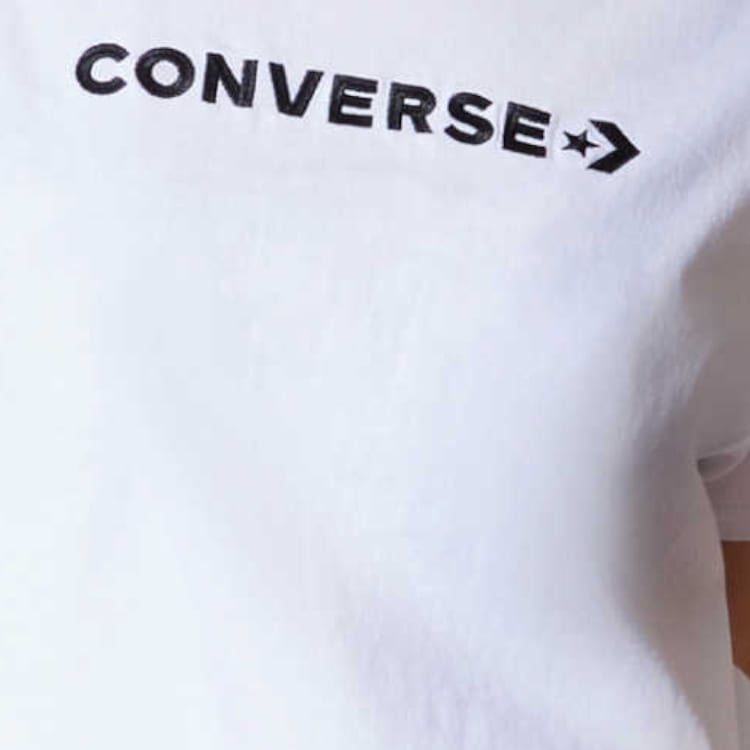 Converse Crop Tops Women's White Crew Neck Moderate 10024771-A04