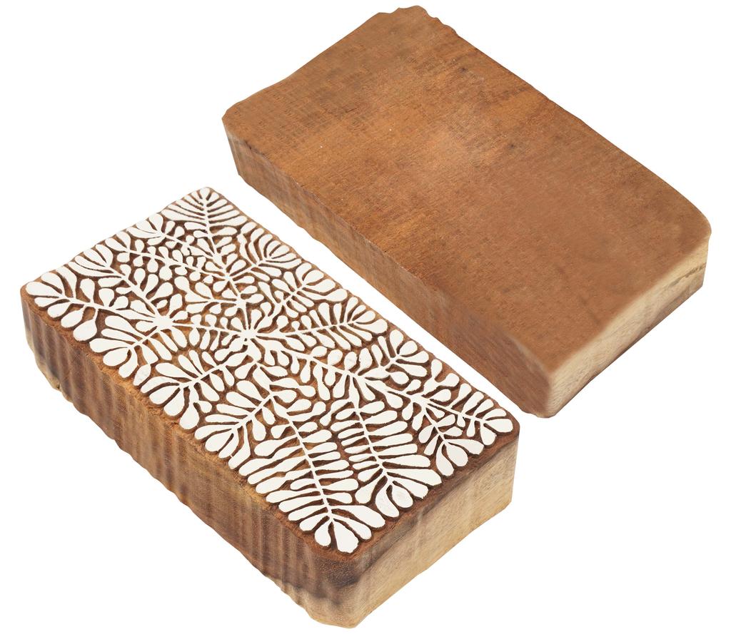 IBA Indianbeautifulart Textile Printing Block Tropical Leaf Fern  Hand Carved Wooden Stamp