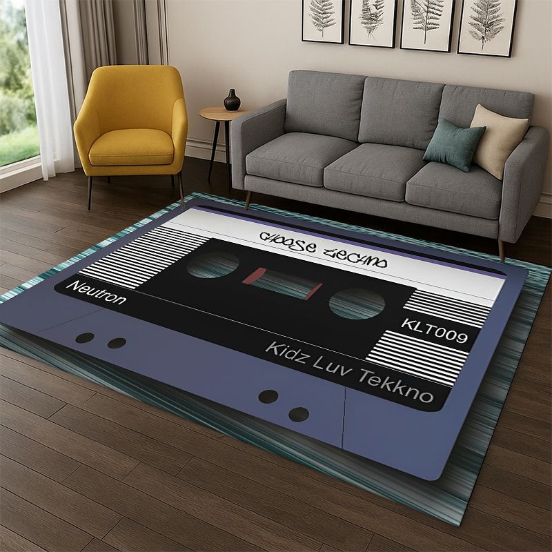 Musikkassetten-Kassette Retro-Rekorder CD Teppich für Schlafzimmer Wohnzimmer Sofa Spielzimmer Fußmatte Heimdekoration, Teppich Nicht-rutschfest Geschenk
