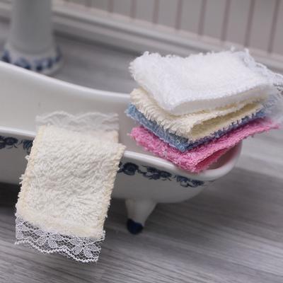 1Pc Dollhouse Mini Bathroom Lace Towel Doll Bathroom Bath Towel Shooting Scene Props