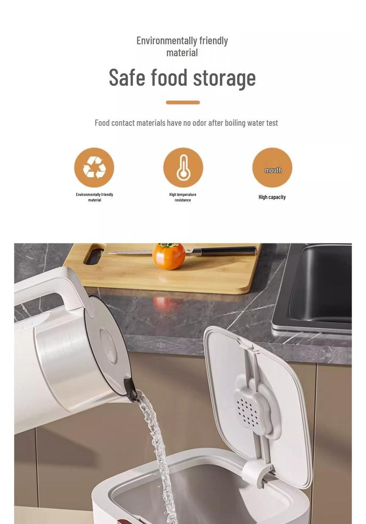 20 Jin Food-Grade Sealed Rice and Grain Storage Bucket with Press-Type Lid and Insect-Proof Feature