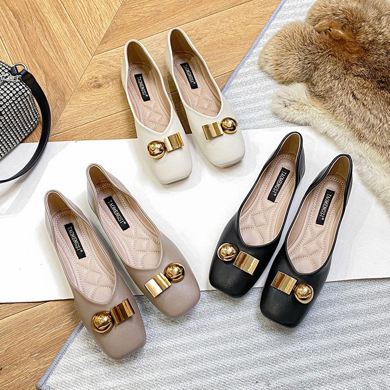 Fashion Flat Shoes for Women 2025 Spring and Autumn New Large Size Square Solid Women's Shoes Loafers Women  Zapatos De Mujer