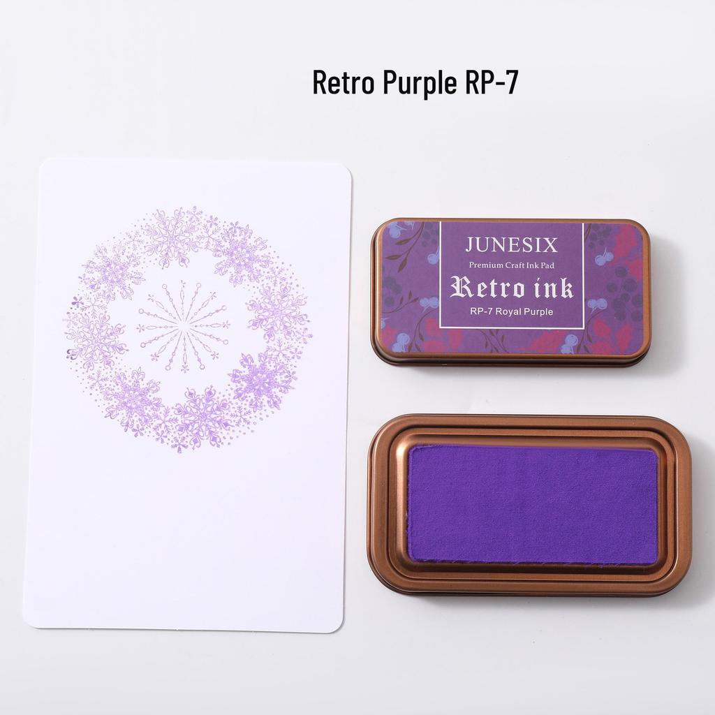 Retro Tin Box Stamp Pad Set: 8-Color Ink Pads for Rubber Stamp Journals and DIY Projects.