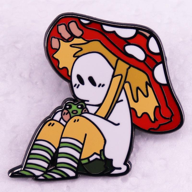Adorable Ghost Mushroom Brooch