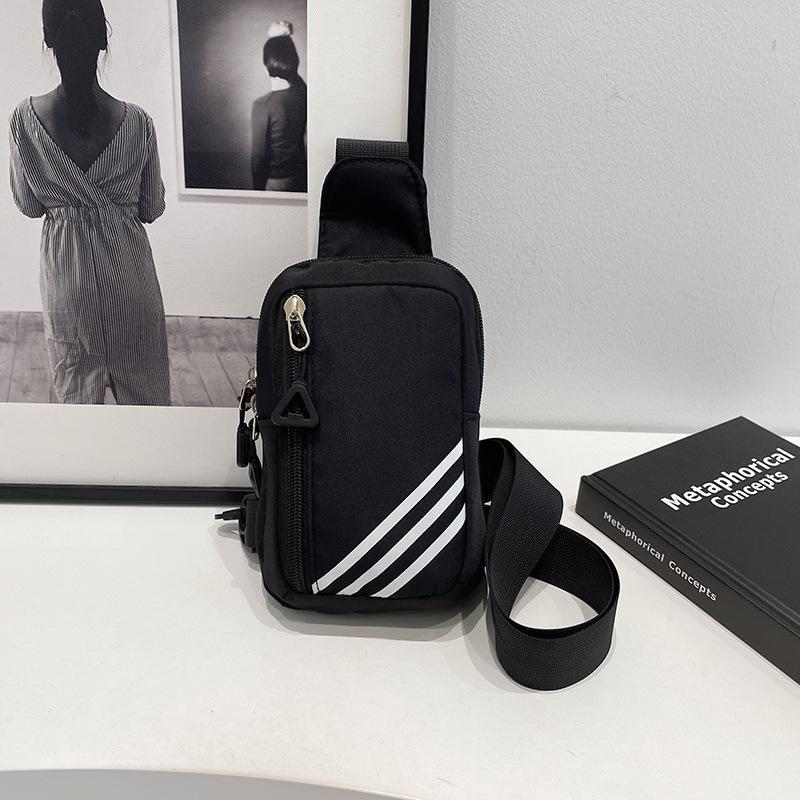 

Мини-сумка-мессенджер для девушек, студенток, нагрудная сумка, новый полосатый рюкзак, модная брендовая сумка для мобильного телефона, универсальная сумка для пар мальчиков one size fits all чёрный