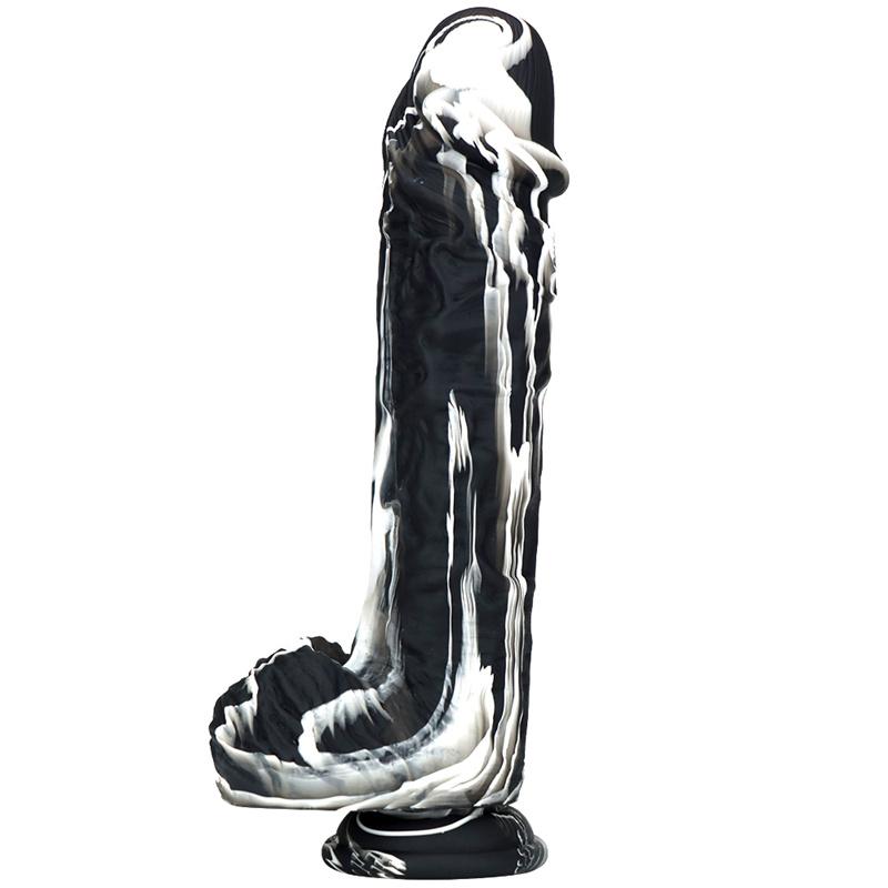 Female Masturbator Simulation Phallus Female Sex Supplies Black and White Silicone Super Soft Dildo Extra Thick Sex Toys