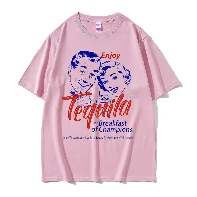 2025 Summe Enjoy Tequila The Breakfast of Champions Funny Meme T Shirts Men Women Casual 100 Pure Cotton Printed Tshirt Y2k