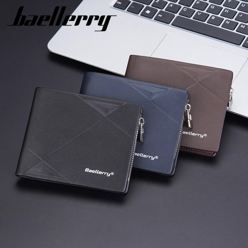 New Men's Short Wallet European American Business Multi Slot Soft With Zipper Coin Purse