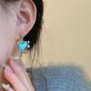 2024 New Blue Crystal Heart Star Stud Earrings for Women Girl New Gothic Y2K Punk Design Earrings Removable Simple Earrings