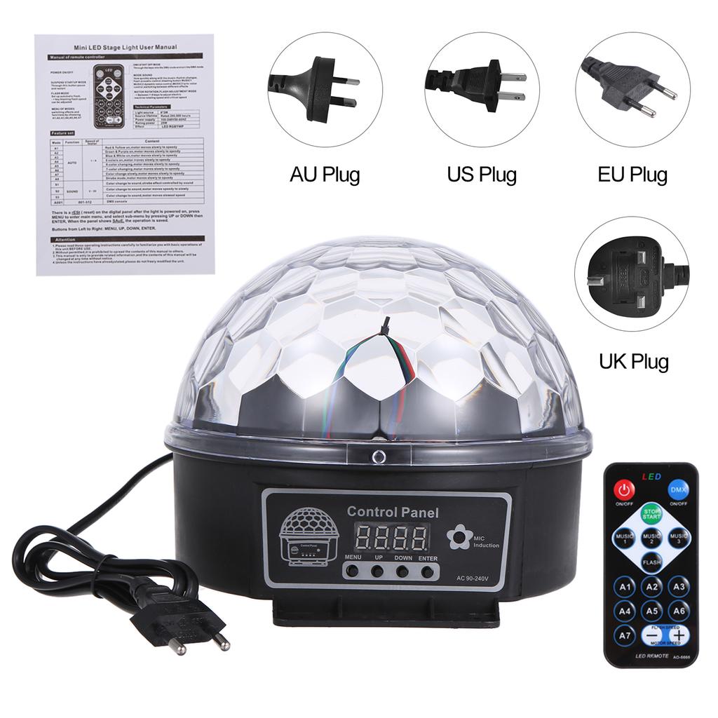 DMX512 LEDs Ball Stage Light with Remote Control 6 Channel Sound Activated Party Lights 6 Colors