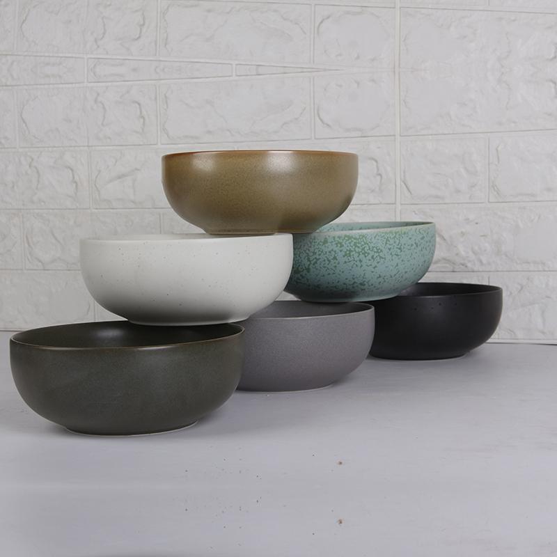 Japanese Wind Kiln Crafted Modern Design Retro Ceramic Bowls Artisanal INS Style Small Porcelain Salad & Soup Combo for Dessert