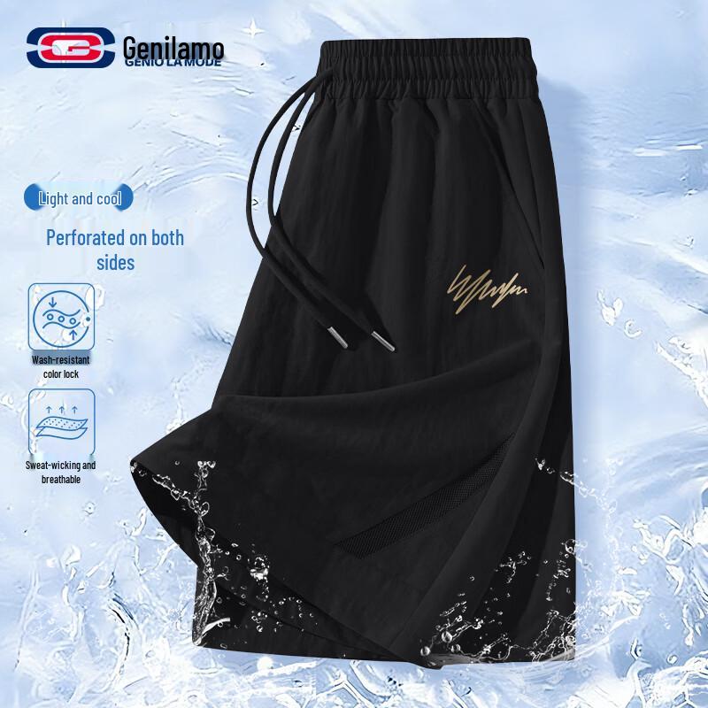 GENIOLAMODE Men s Abstract Print Summer Casual Shorts L