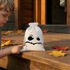 Cute Holiday Gift Sacks 2 Pcs Halloween Burlap Bags with Drawstring, Trick or Treat Ghost Face Pumpkin Prints Candy Pouch, Reusable Goodies