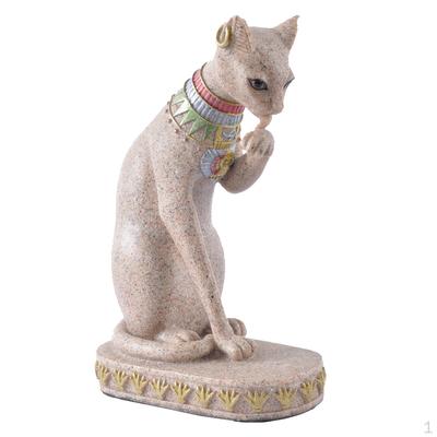 Sandstone Ancient Mau Cat Statue Sculpture Hand Carved Engraving Collectible Figurine