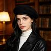 Unisex Nastavitelný Vlněný Baret, Ležérní Retro Malířský pro Podzimní a Zimní Denní Nošení