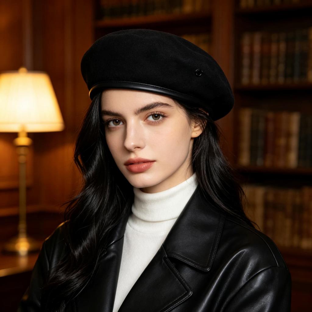Unisex Nastavitelný Vlněný Baret, Ležérní Retro Malířský pro Podzimní a Zimní Denní Nošení