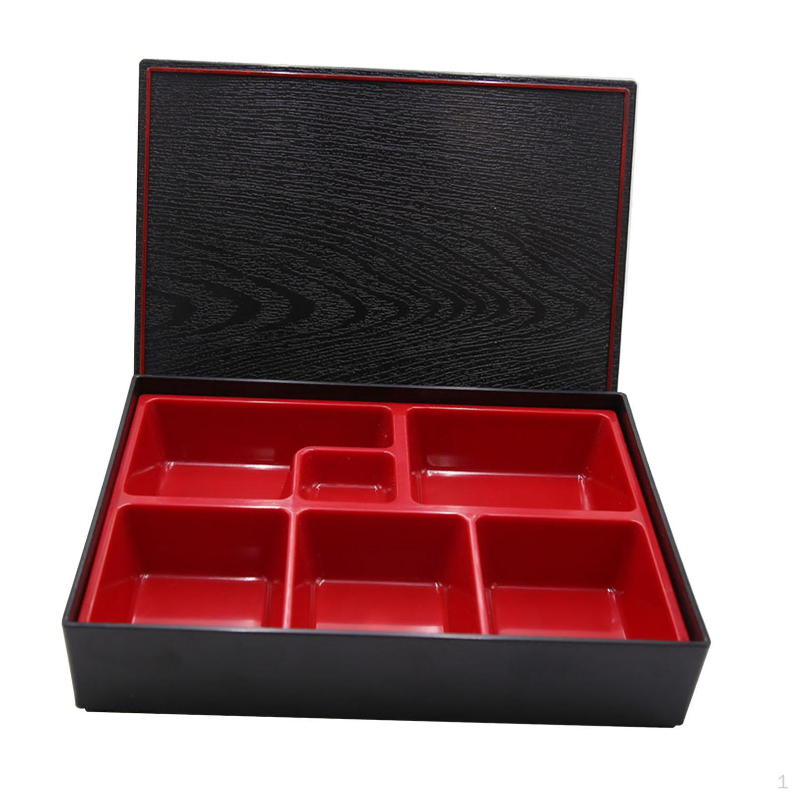 

Традиционный контейнер для еды Bento Box с крышкой, красно-черное блюдо, обед для ресторана