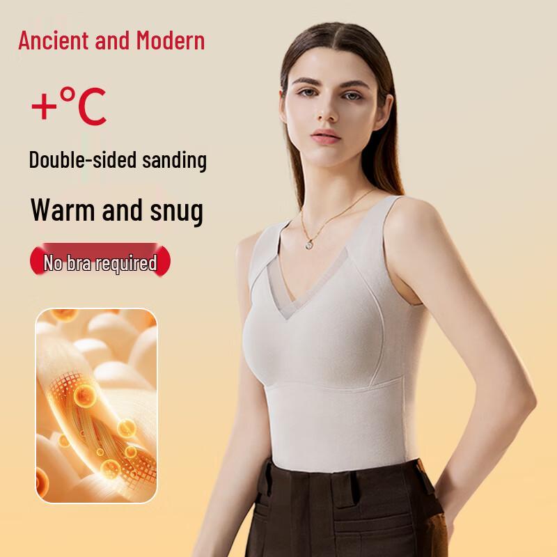 

GUJIN Women s Thermal V-Neck Lace Padded Vest L