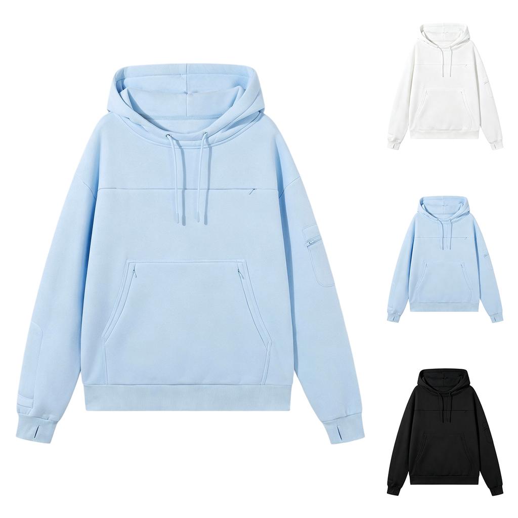 Kids Long Sleeve Pullover Hoodie with Drawstring Color Loose Fit for Boys Girls