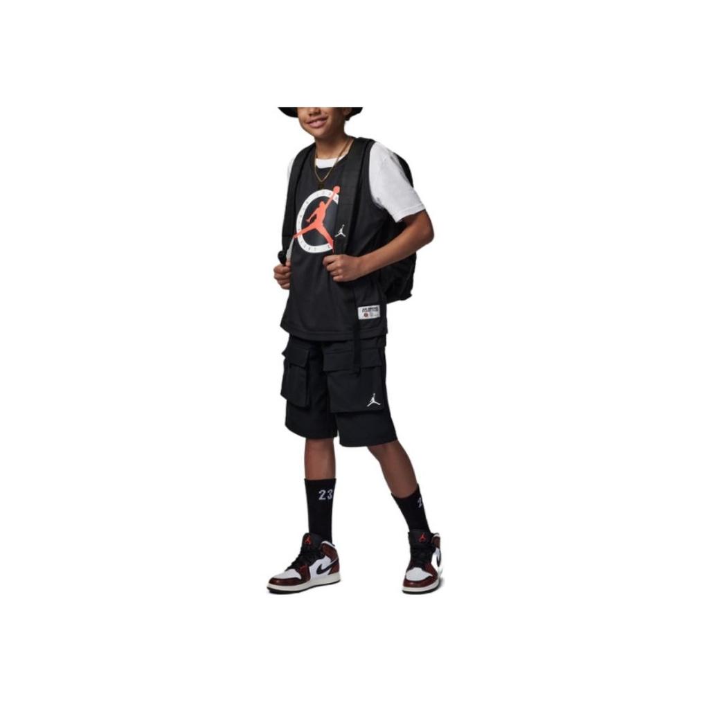 Jordan Kids Solid Color Pocket Cargo Functional Casual Shorts Kids Shorts Black FQ0659-010