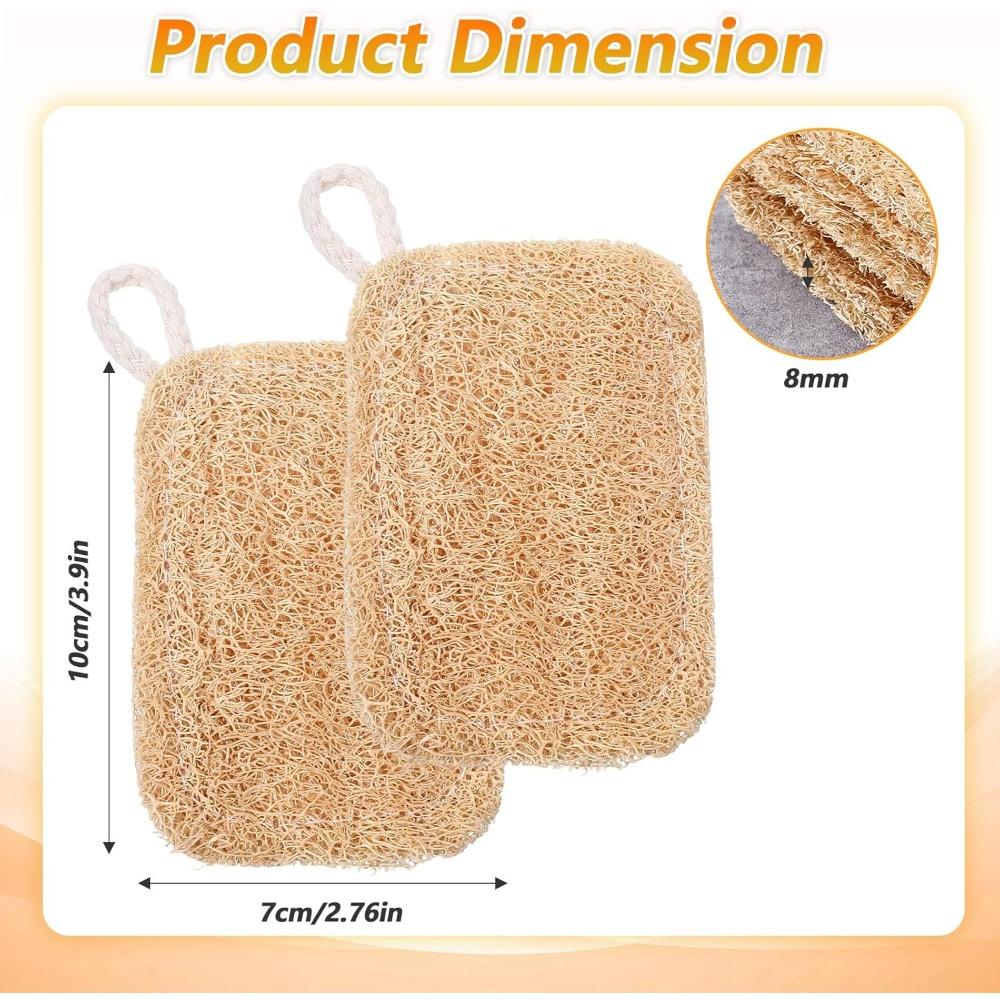 6Pcs Natural Loofah Sponges, Plant-Based Non-Scratch Kitchen Scrubber for Dishwashing Pots Veggies & Body Exfoliating