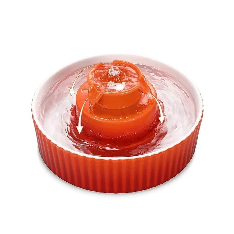 Ceramic Cat Water Dispenser Dog Automatic Flow Cycle Filtration Running Water Pet Electric Water Feeder 2.1L Capacity USB